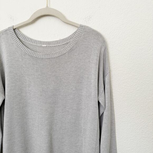 [Lululemon] Heathered Vapor Gray Well Being Sweater Cashmere Blend Sz Small S 4 - Picture 5 of 12